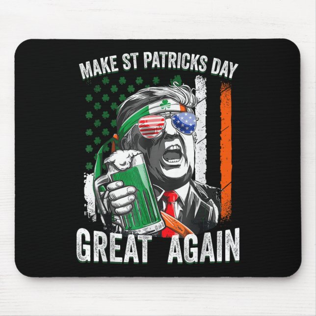 Amerikansk Flagga Trump Gör St patricks day Underb Musmatta (Framsidan)