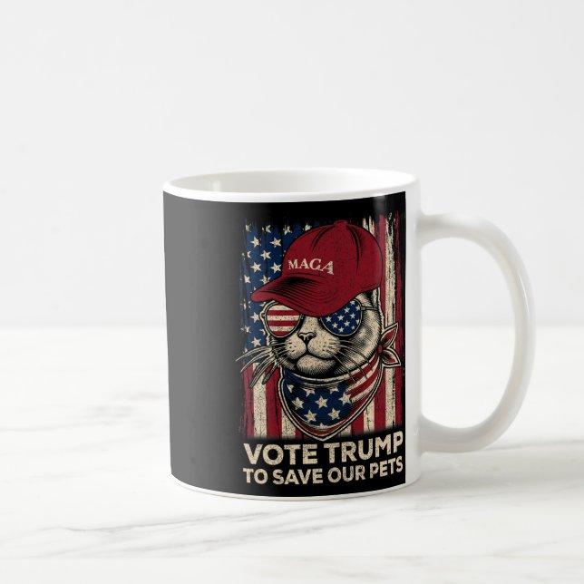 Amerikansk Flagga: Trump to Spara our Pets 2024 Kaffemugg (Höger)