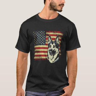 Amerikansk Flagga Tysk Shepherd T-shirt Hundälskar