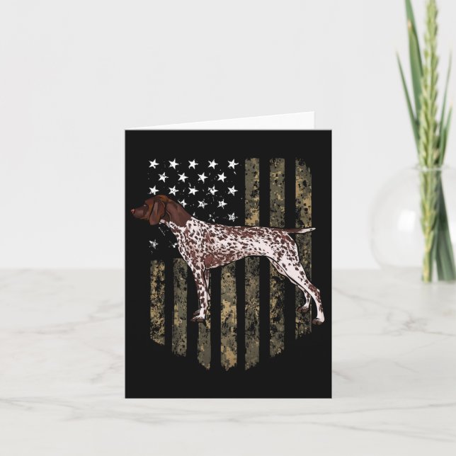 Amerikansk Flagga Tysk Shorthar Pointer 4th of Ju Kort (Framsida)