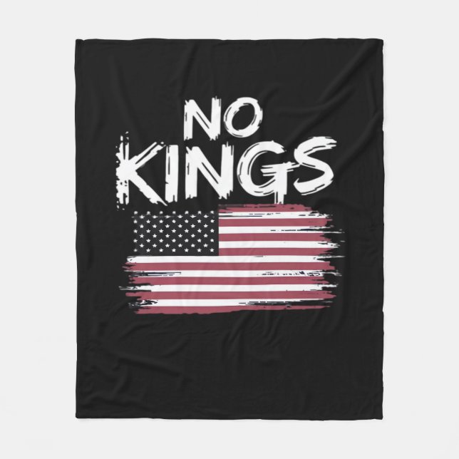 Amerikansk flagga upp och ner Distressed No Kings  Fleecefilt (Framsidan)