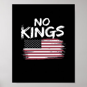 Amerikansk flagga upp och ner Distressed No Kings Poster