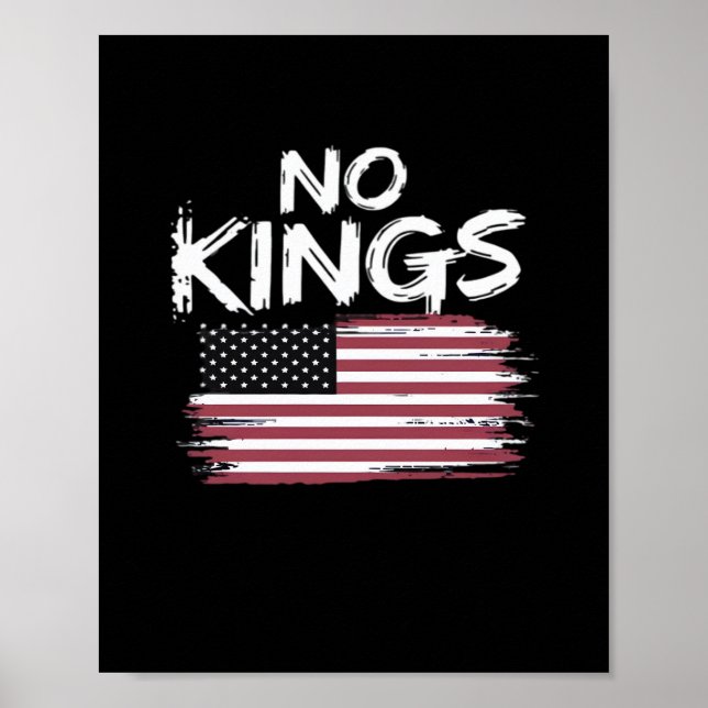Amerikansk flagga upp och ner Distressed No Kings  Poster (Framsidan)