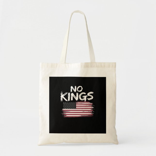 Amerikansk flagga upp och ner Distressed No Kings  Tygkasse (Framsidan)
