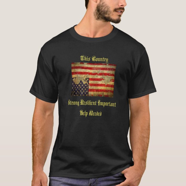 Amerikansk flagga upp och ner distressed t shirt (Framsida)