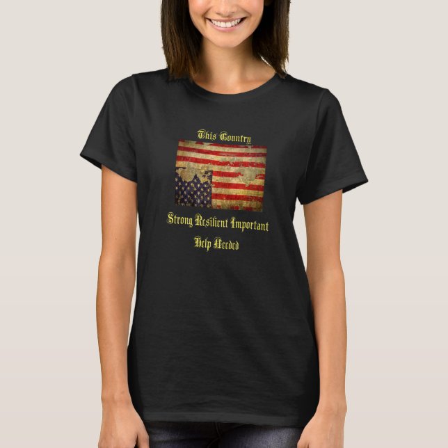 Amerikansk flagga upp och ner förfallen t shirt (Framsida)