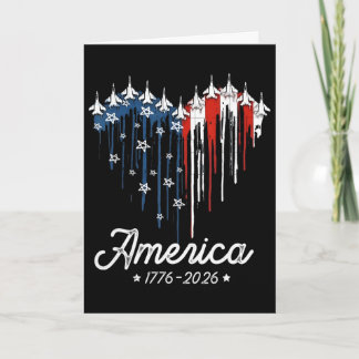 Amerikansk flagga Us Heart 1776 2026 4 juli 250-år Kort