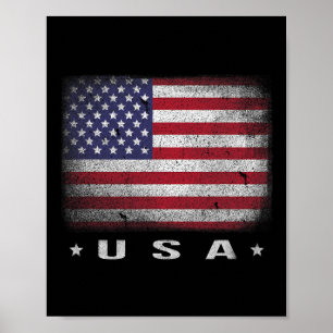 Amerikansk flagga Usa 4 juli Vit Blå Röd Blek St Poster
