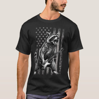 Amerikansk flagga USA flagga rolig tvättbjörn spel T Shirt