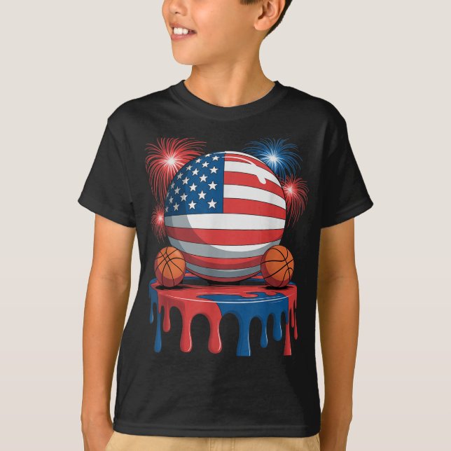 Amerikansk Flagga Usa Ice Cream Drip Game Basketba T Shirt (Framsida)