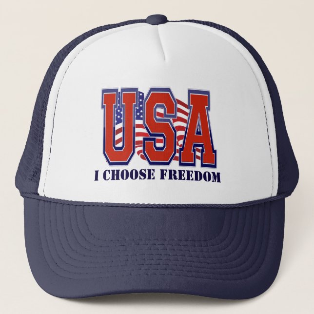 Amerikansk flagga USA Jag väljer frihet Patriotisk Truckerkeps (Framsida)