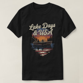 Amerikansk flagga USA: Lake Days Patriotisk Fiskeb T Shirt