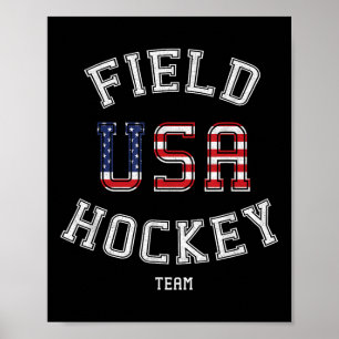 Amerikansk Flagga Usa Landhockeyspelare Present T- Poster