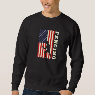 Amerikansk flagga USA patriotisk fäktning fäktning Lång Ärmad Tröja
