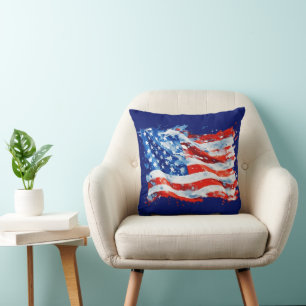 Amerikansk flagga USA Watercolor 4 juli Kudde