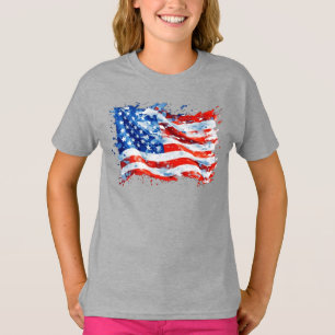 Amerikansk flagga USA Watercolor 4 juli T Shirt