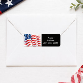 Amerikansk flagga Vågig USA Patriotisk Returadress Etikett