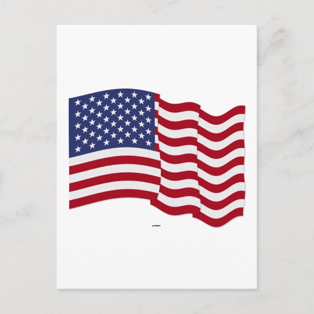 Amerikansk flagga vajar vykort (Framsida)