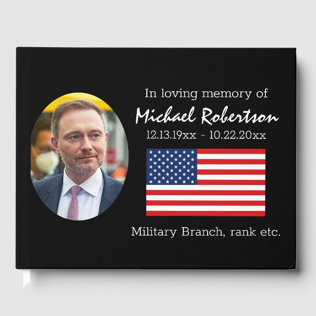 Amerikansk Flagga veteran Memorial Guest Bok (Framsida)