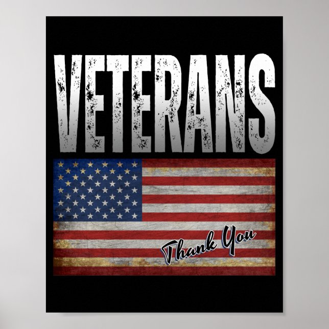 AMERIKANSK FLAGGA VETERANER TACK 4 JULI  POSTER (Framsidan)