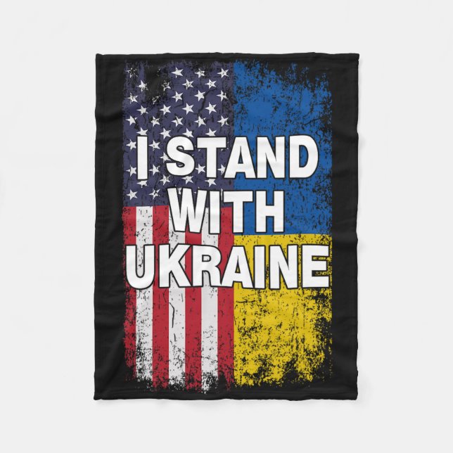 Amerikansk flagga Vi stöder Ukrainsk flagga Jag st Fleecefilt (Framsidan)