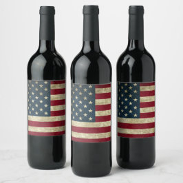 Amerikansk Flagga Vinflaska Etikett