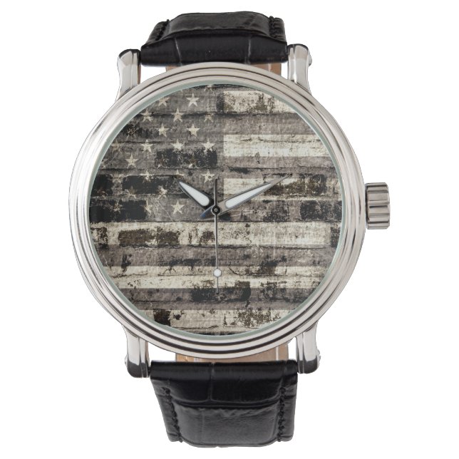 Amerikansk Flagga Vintage 6 Armbandsur (Framsida)