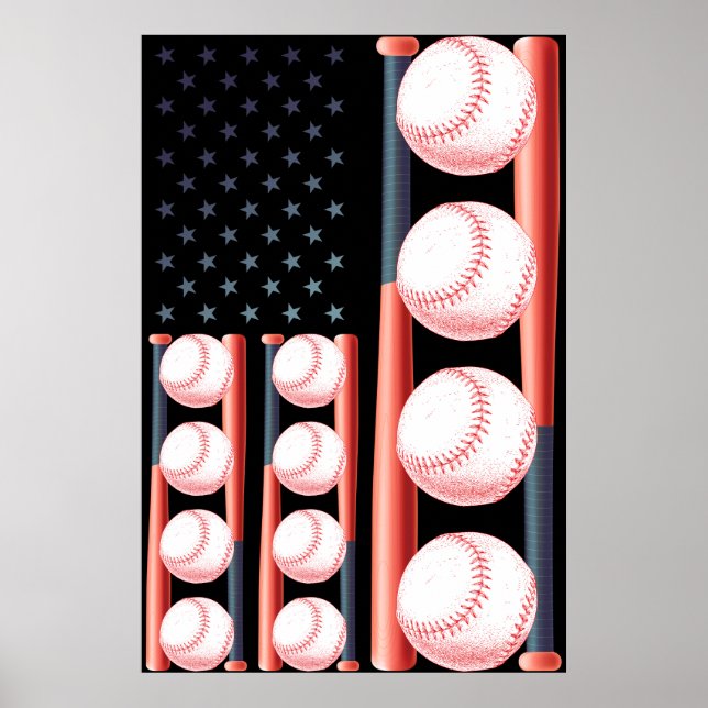 Amerikansk Flagga Vintage Baseball Flagga Poster (Framsidan)