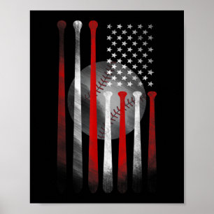 Amerikansk Flagga Vintage Baseball Poster