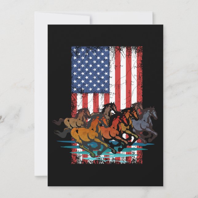 AMERIKANSK FLAGGA VINTAGE HÄST INBJUDNINGAR (Framsida)
