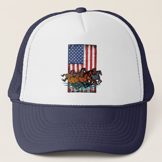 AMERIKANSK FLAGGA VINTAGE HÄST KEPS (Framsida)