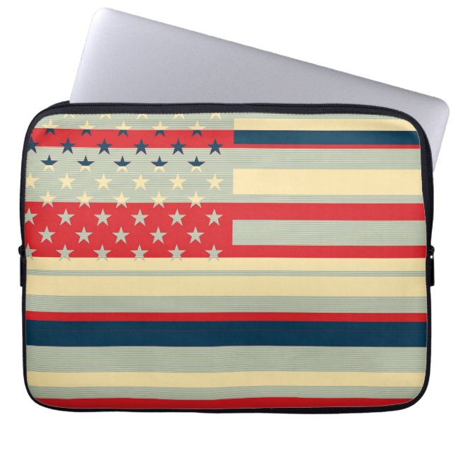 Amerikansk Flagga Vintage Laptop Fodral (Framsidan)