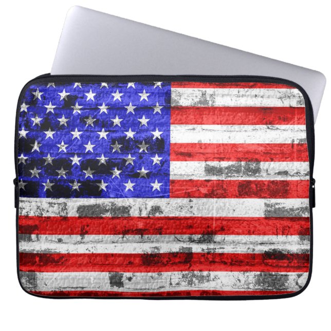 Amerikansk Flagga Vintage Laptop Sleeve (Framsidan)