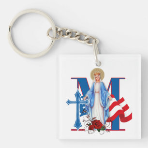 AMERIKANSK FLAGGA VIRGIN MARY RELIGIÖSA ROSOR