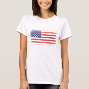 Amerikansk flagga vit T-shirt för kvinnor