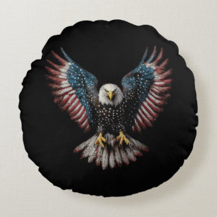 Amerikansk flagga Vitörn 4 juli USA Patriotisk Rund Kudde