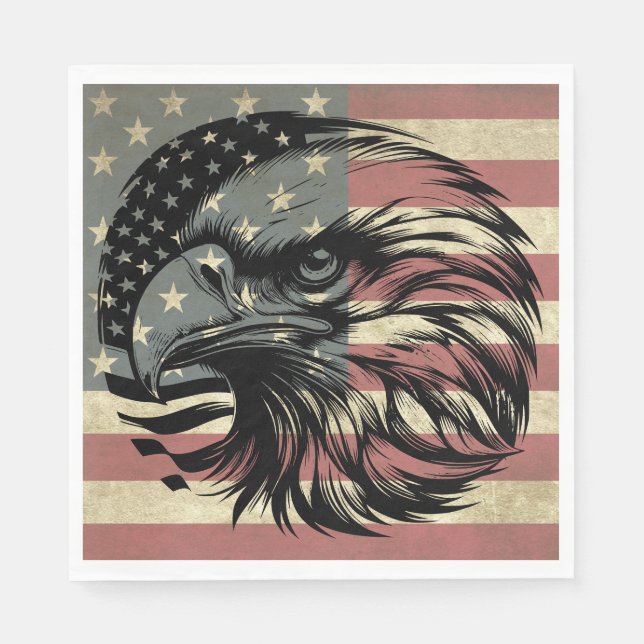 Amerikansk flagga Vitörn Patriotisk  Pappersservett (Framsidan)