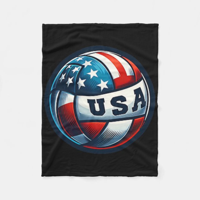 Amerikansk Flagga Volleyball Basketball Patriotic  Fleecefilt (Framsidan)