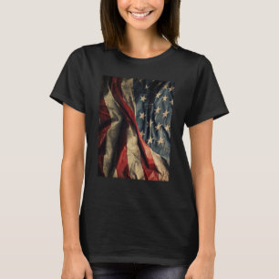 Amerikansk Flagga Wave Fabric Design Kvinnor T Shirt