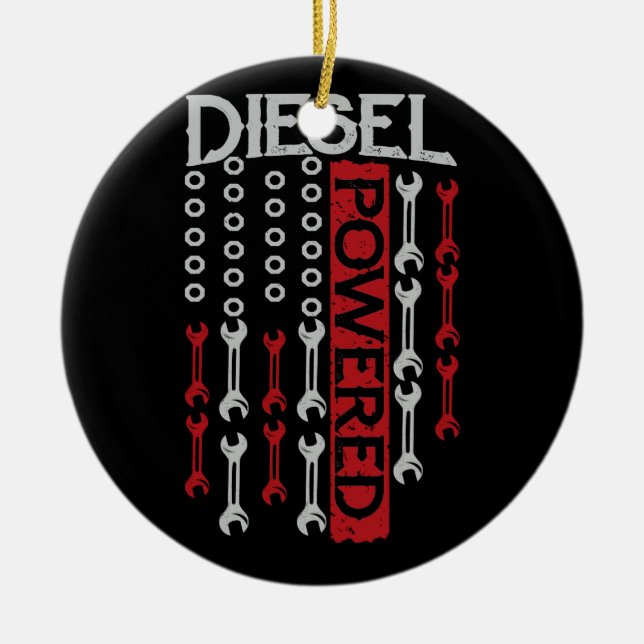amerikansk Flagga Wrench Diesel-motor Julgransprydnad Keramik (Framsidan)