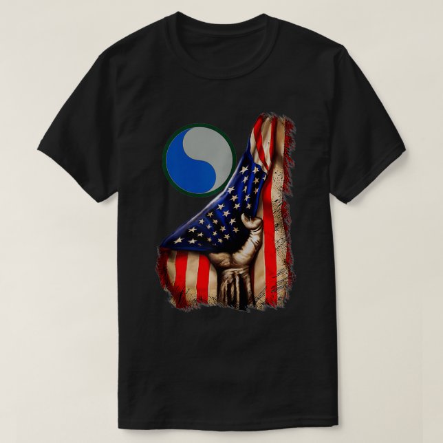 Amerikansk Flagga Zip  T Shirt (Design framsida)