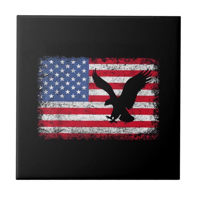 Amerikansk flaggad örn USA Kakelplatta (Framsidan)