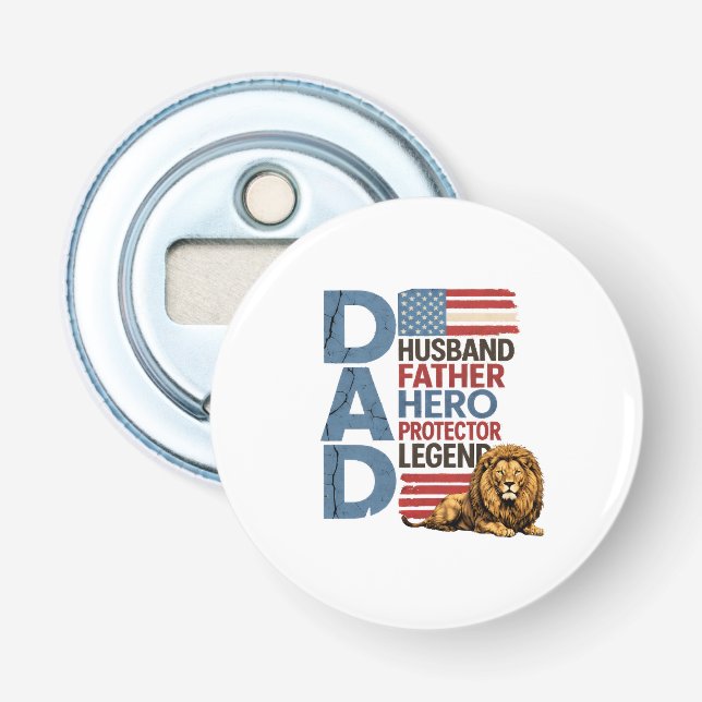 Amerikansk flaggad pappa Lejon Patriotisk Flasköppnare (Framsidan)