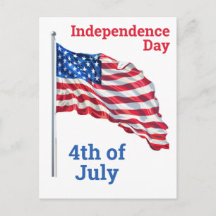 Amerikansk flaggans självständighetsdag vykort