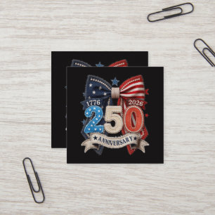 Amerikansk flaggbåge 250-årsjubileum Patriotisk Fyrkantigt Visitkort
