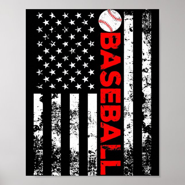 Amerikansk flaggbasebollag present t-shirt_10 poster (Framsidan)