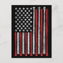 Amerikansk flaggbasebollag Vintage Roligt Vykort
