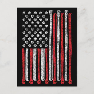 Amerikansk flaggbasebollag Vintage Roligt Vykort