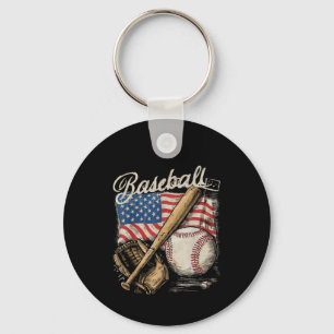 Amerikansk flaggbasebollspelare slagträ fan catcha nyckelring