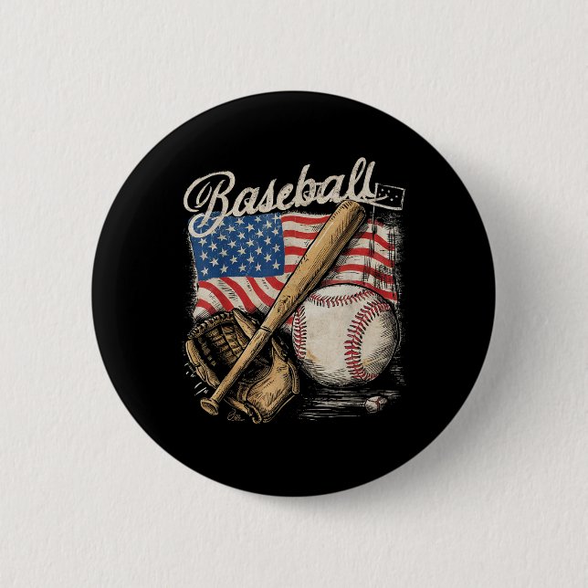 Amerikansk flaggbasebollspelare slagträ fan catche knapp (Framsida)